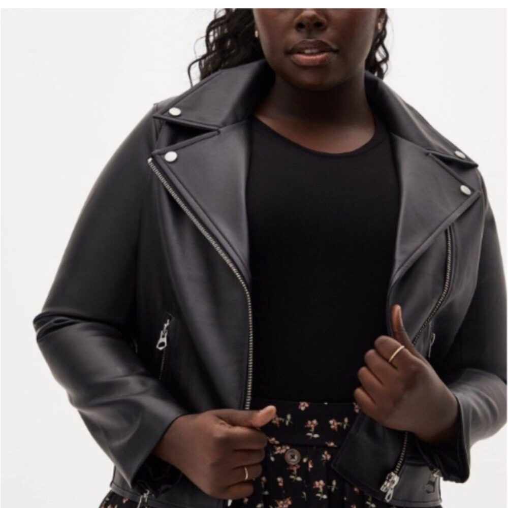 Eloquii Black Faux Leather Moto Jacket